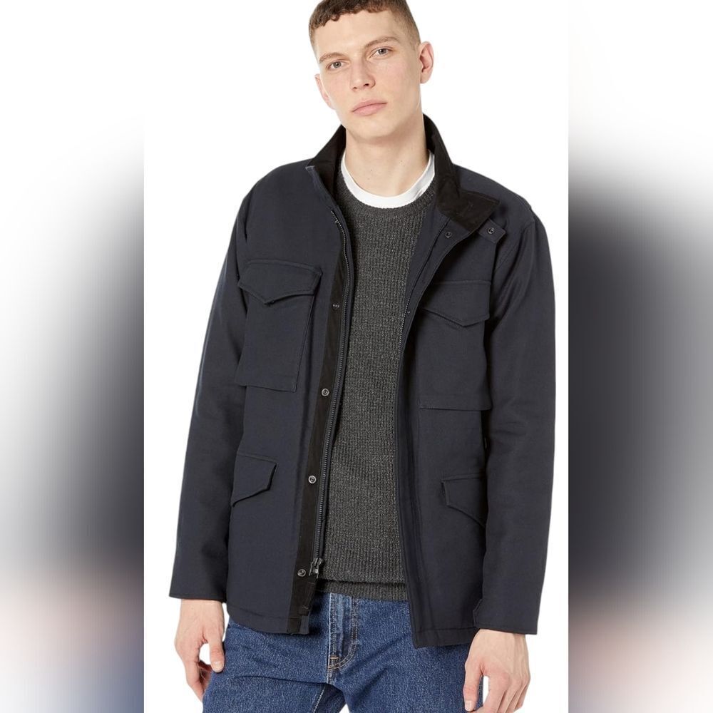 Vince Men's Field Jacket Size XL  Suede Trim Blue Navy